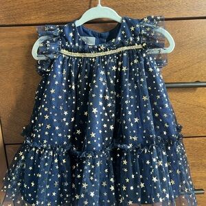 Navy Blue Starry Tulle Dress 6/9m
